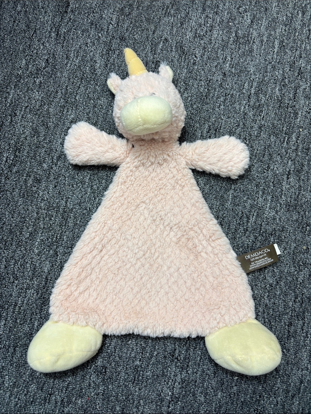 Demdaco Wendy Unicorn Rattle Blankie Lovey soft pink
